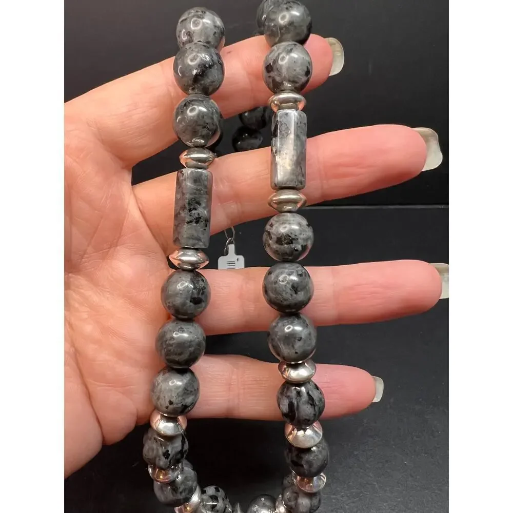 NEW Larvakite and sterling silver necklace